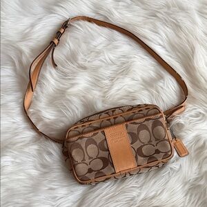 Coach Brown Signature Canvas and Leather Belt Bag
